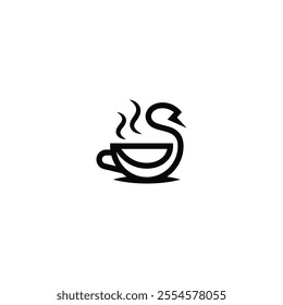 Swan and hot cup of tea logo design.