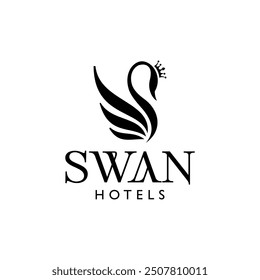 Swan Hotels Logo Design - Black Queen Swan