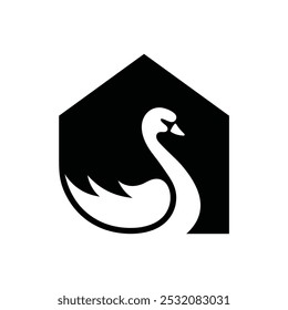 Swan House Simples Logo Design Inspiração