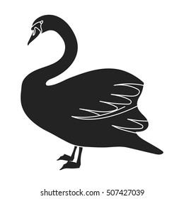 Swan icon in black style isolated on white background. Bird symbol stock vector illustration.