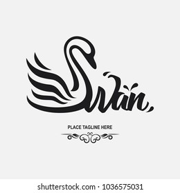 Swan icon design template. Black swan icon