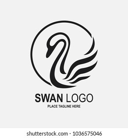 Swan Icon Design Template. Black Swan Icon