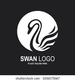 Swan icon design template. White swan icon