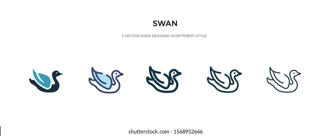 swan icon in different style vector illustration. two colored and black swan vector icons designed in filled, outline, line and stroke style can be used for web, mobile, ui