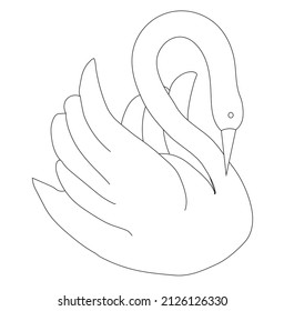 Swan icon in doodle style. Vector illustration isolated on white background.