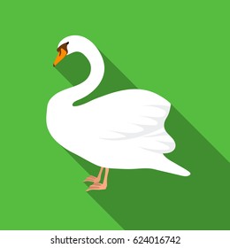 Swan icon in flate style isolated on white background. Bird symbol stock vector illustration.