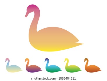 Swan icon, gradient silhouette on white background