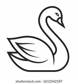 swan icon line art vector logo on white background