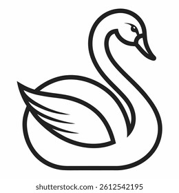 swan icon line art vector on white background