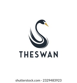 swan icon logo design template. silhouette of a swan forming the letter s logo vector illustration