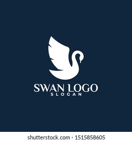 Swan icon logo design vector ilustration premium