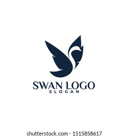 Swan icon logo design vector ilustration premium