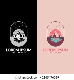 Swan icon logo design vector illustration. Swan Silhouette with Moon