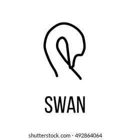 Swan icon or logo in modern line style. High quality black outline pictogram for web site design and mobile apps. Vector illustration on a white background. 
