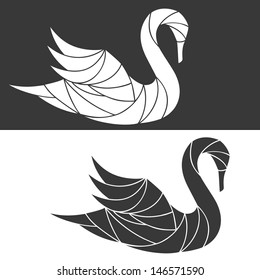Swan icon set. Isolated swan on white background