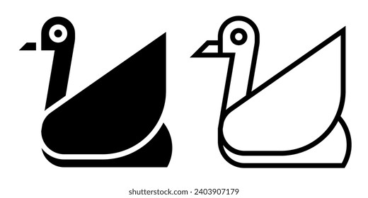swan icon, sign, or symbol in glyph and line style isolated on transparent background. Vector illustration	
