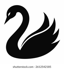 swan icon silhouette vector logo on white background
