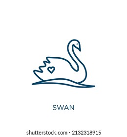 swan icon. Thin linear swan outline icon isolated on white background. Line vector swan sign, symbol for web and mobile