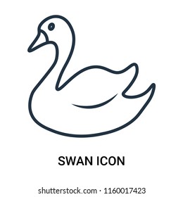 Swan icon vector isolated on white background, Swan transparent sign , outline linear symbol or thin lined pictogram