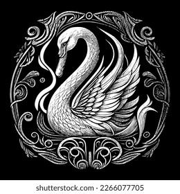 swan illustration beautiful depiction of elegance and grace. Its long, graceful neck and delicate feathers are captured in stunning detail