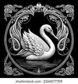 swan illustration beautiful depiction of elegance and grace. Its long, graceful neck and delicate feathers are captured in stunning detail