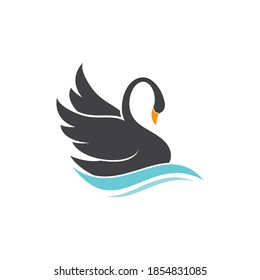 Swan illustration logo design template