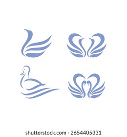 Swan illustration logo design template