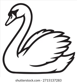 Dibujo de línea de Vector de ilustración de cisne para colorear