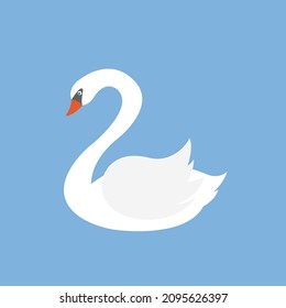 Schwan einzeln auf blauem Hintergrund. Flacher Stil. Vektorgrafik