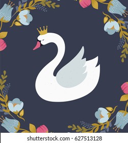 Swan lake, illustration, greeting card and poster