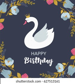 Swan lake, illustration, greeting card and poster