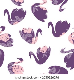 Swan lake seamless pattern