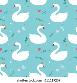 Swan lake seamless pattern - blue
