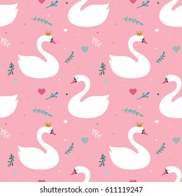 Swan lake seamless pattern - pink