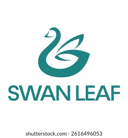 swan leaf flat minimalist logo design