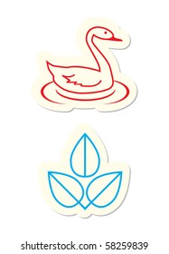 Iconos de cisne y hoja