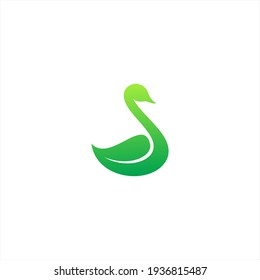 Combinación de diseño de logotipo de hoja de cisne