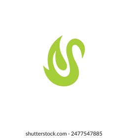 Swan Leaf Logo Design. Nature Swan Vector