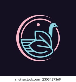 Swan Leaf Natural Animal Spa Yoga Women Beauty Care Logo