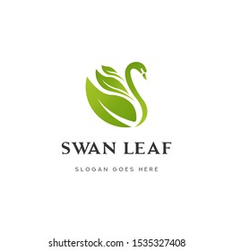 Swan Leaf Natural Logo Vector Template Design