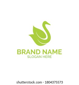 Swan Leaf Nature Logo Design