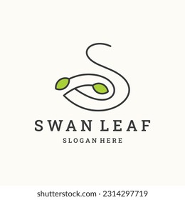 Swan Leaf Tree monoline. Universal creative premium symbol.