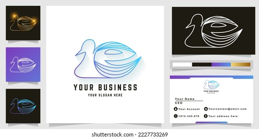 Logotipo de intercambio y letra e con diseño de tarjeta de visita