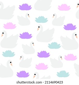 Swan with a lily on a white background