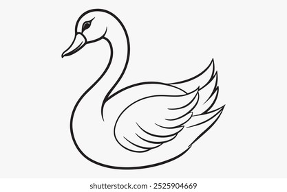Ilustração do ícone da arte em linha do cisne