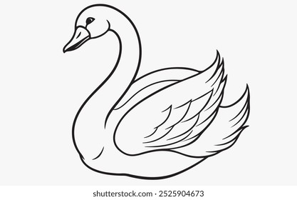 Ilustração do ícone da arte em linha do cisne