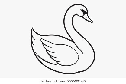 Ilustração do ícone da arte em linha do cisne