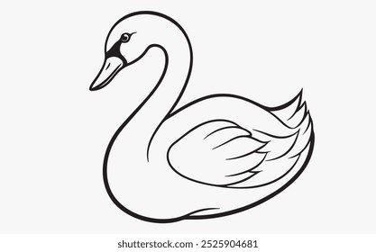 Swan line art icon illustration