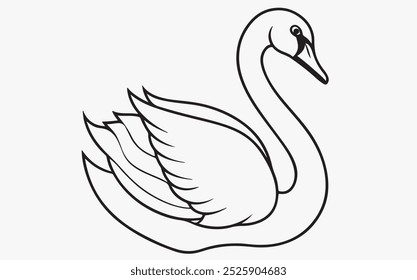 Swan line art icon illustration