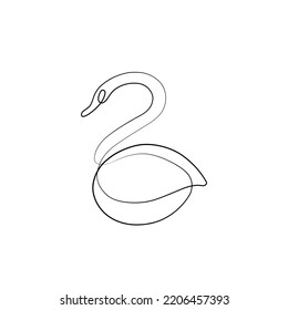 Swan line art isolated vector illustration, tattoo, print and logo design, continuous line drawing. beautiful swan bird silhouette single line on a white background. 